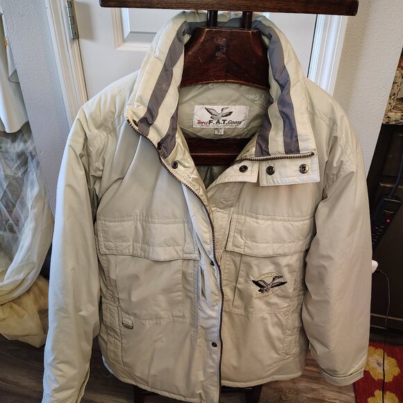 Vintage Triple FAT Goose Navy Blue Down Puffer Parka Jacket Men's Size Medium - Picture 7 of 10